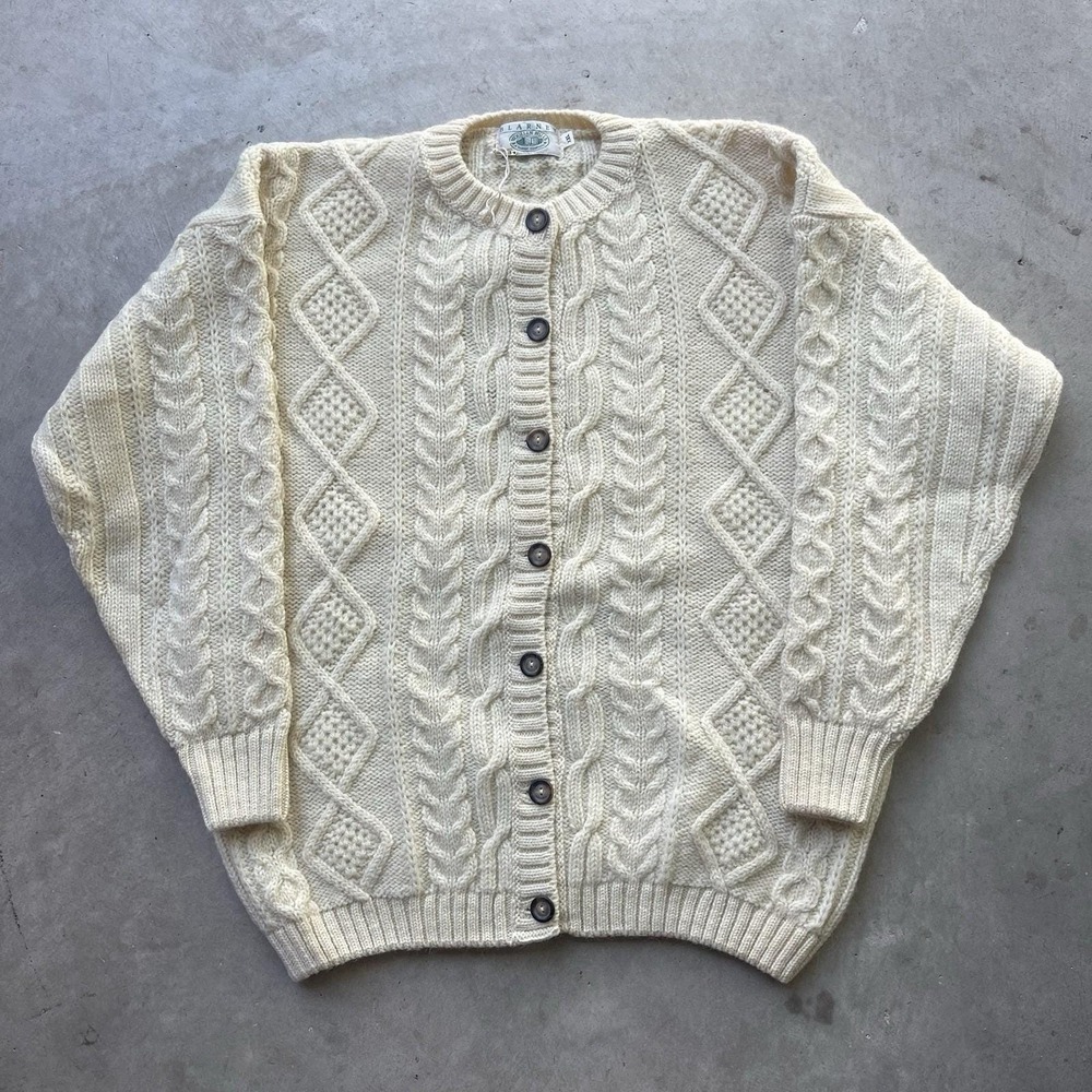 Vintage Blarney Aran Irish Cardigan Sweater Wool Fisherman Cable Knit Mens XXL